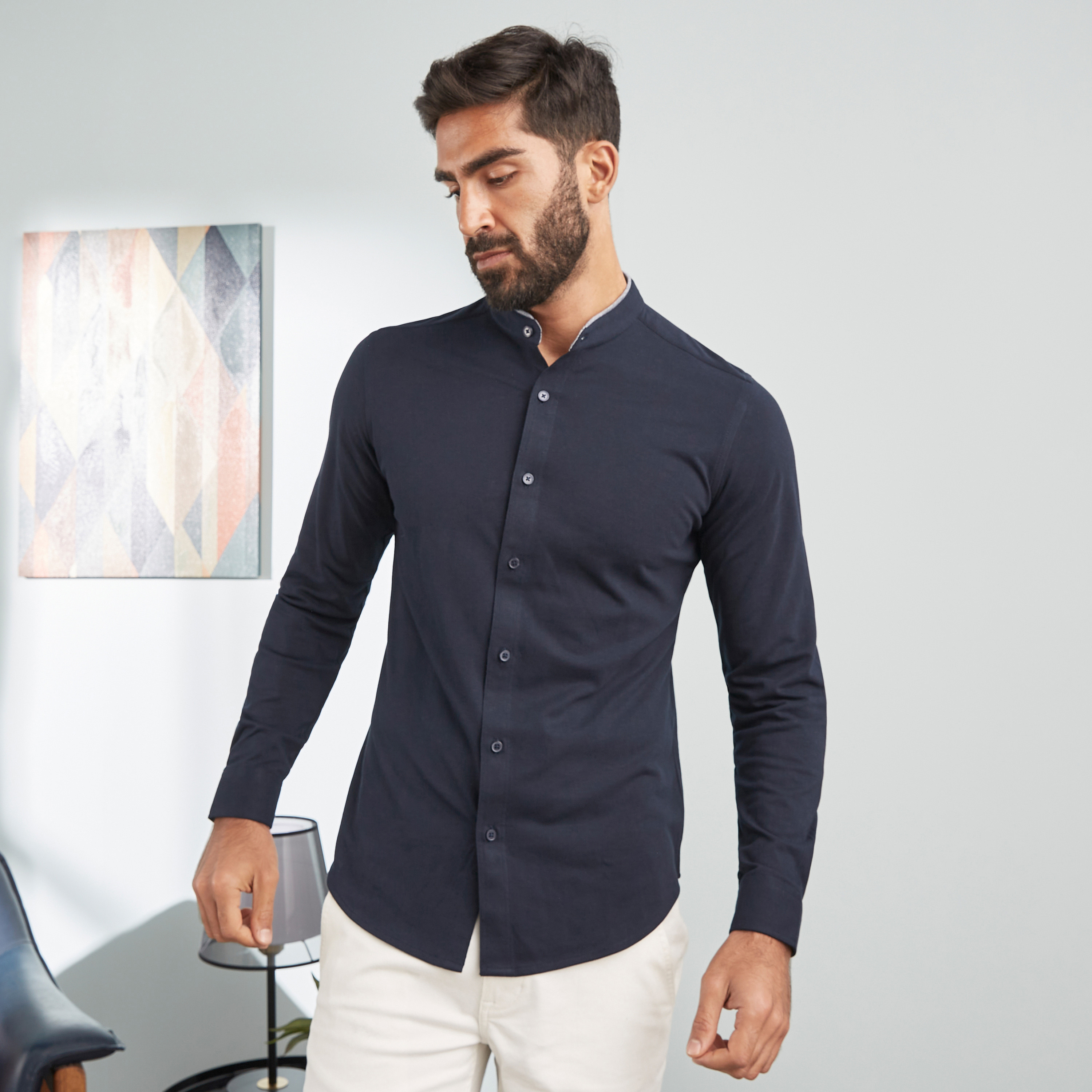 Plain slim fit sales shirts