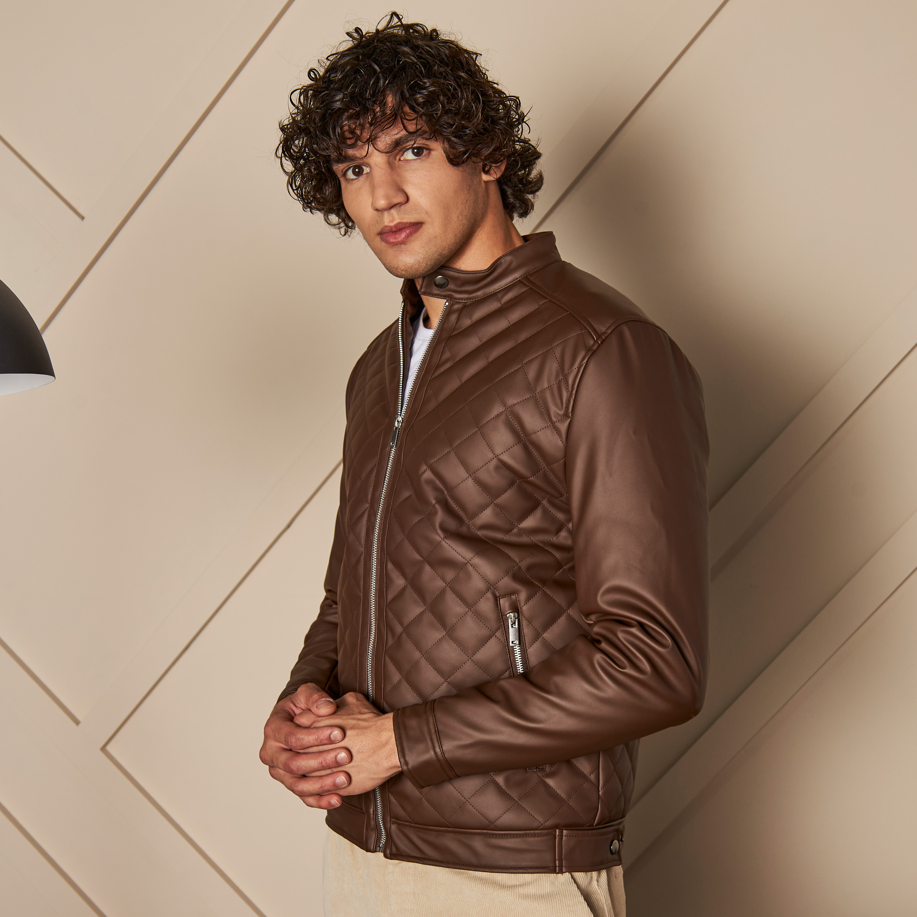 Shop Quilted Pleather Jacket Online Max Bahrain