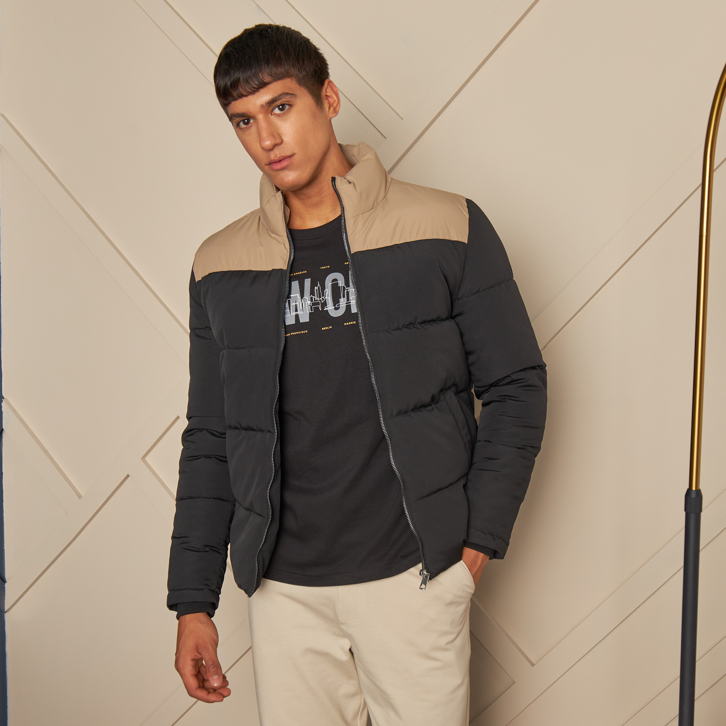 Shop Quilted Panelled Jacket Online | Max Oman