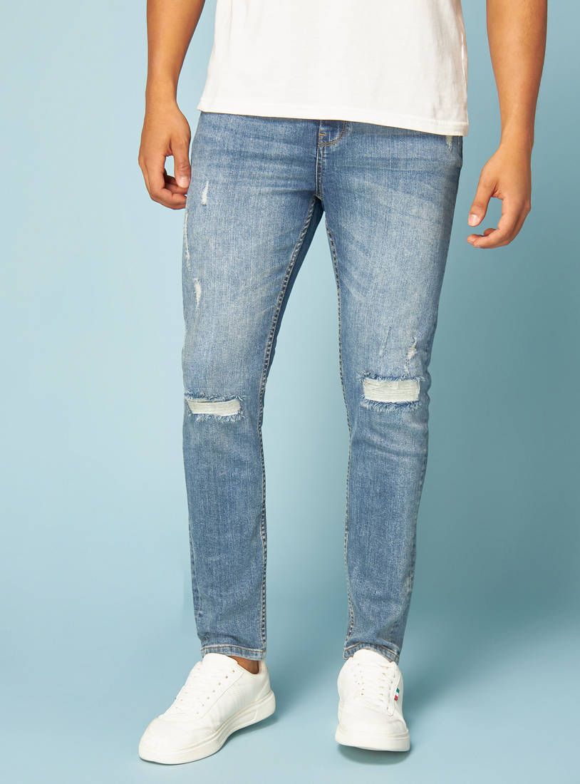 Ripped Detail Carrot Fit Jeans-Carrot-image-0