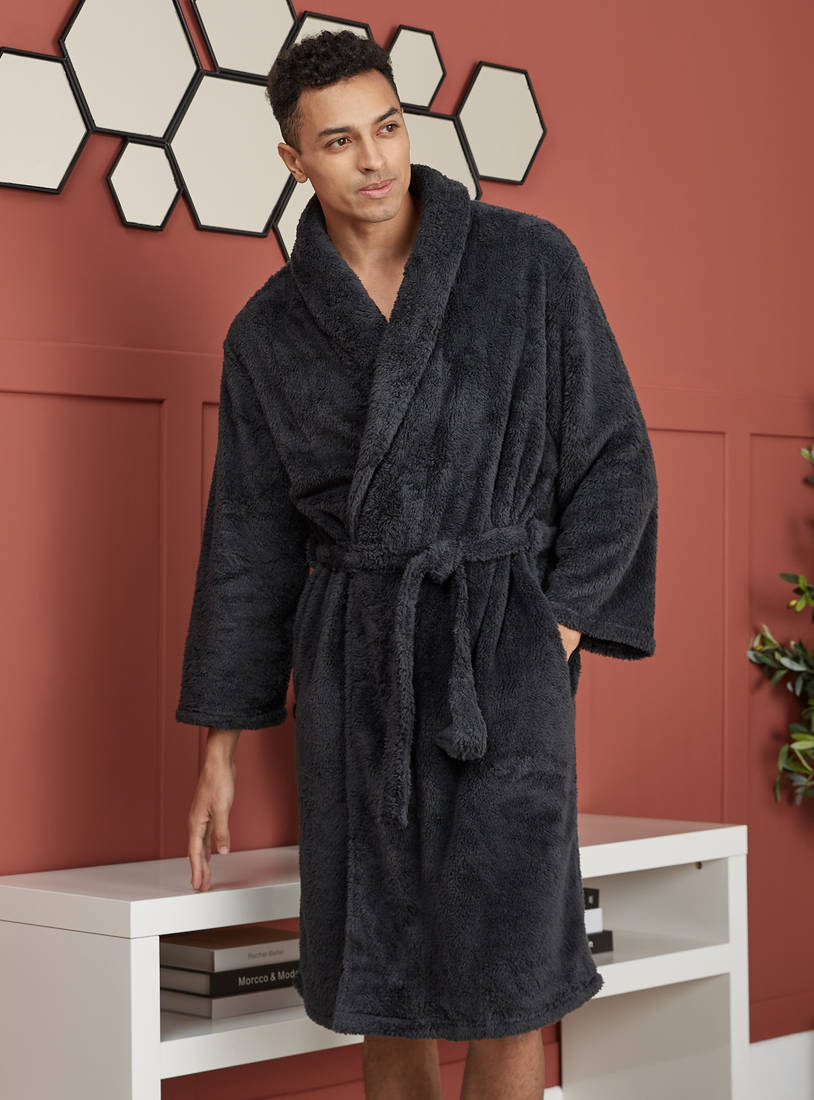 Textured Robe with Belt-Tops-image-0