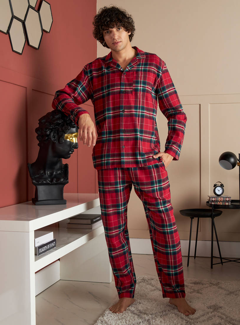 Checked Flannel Shirt and Pyjama Set-Sets-image-0