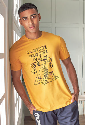 Garfield Slogan Print Shorts Set-mxmen-clothing-nightwear-sets-3