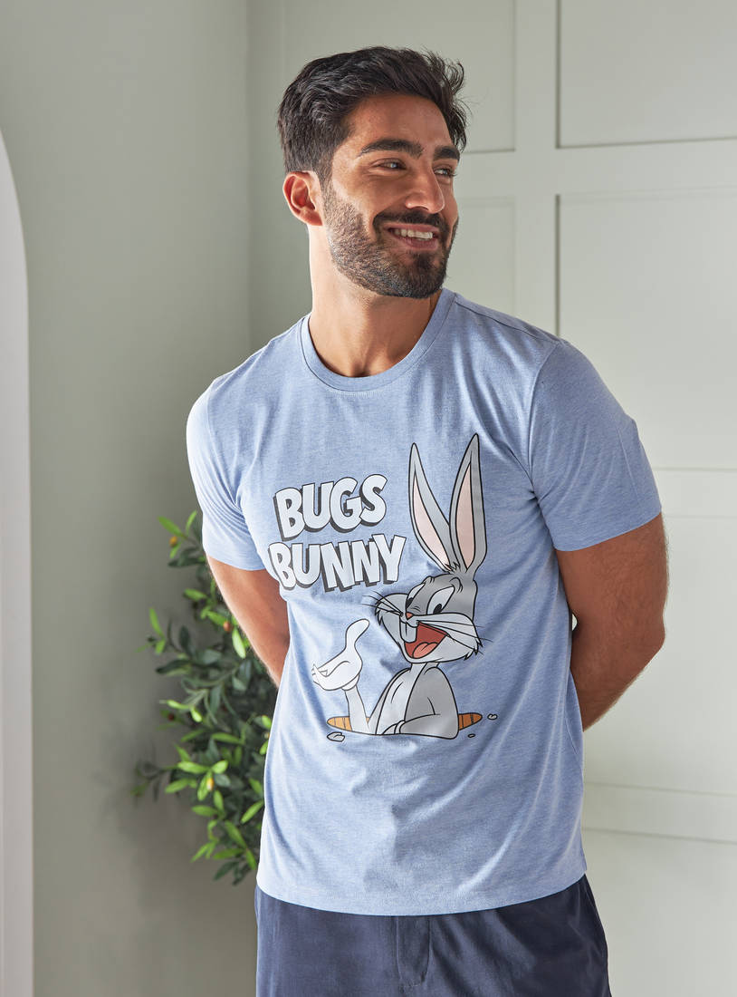Bugs Bunny Print T-shirt and Shorts Set-Sets-image-0