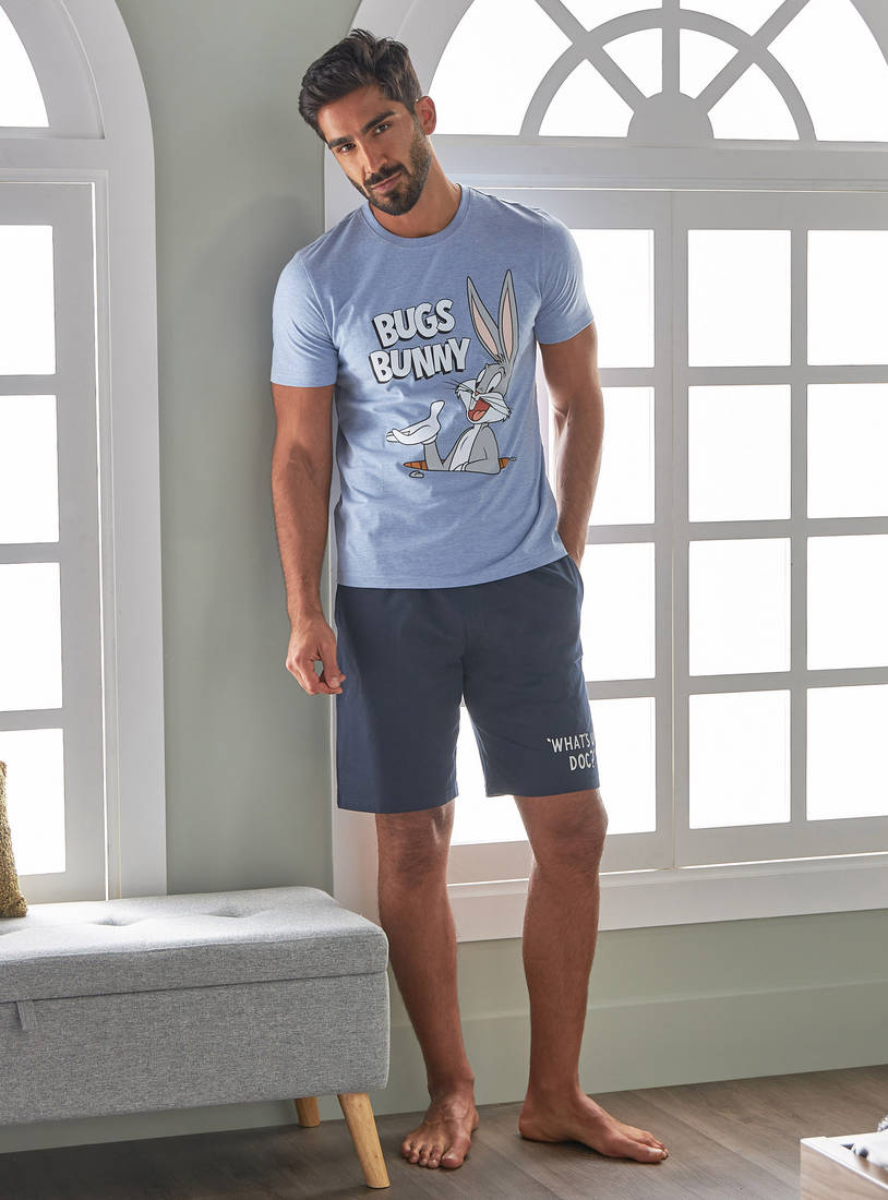 Bugs Bunny Print T-shirt and Shorts Set-Sets-image-1