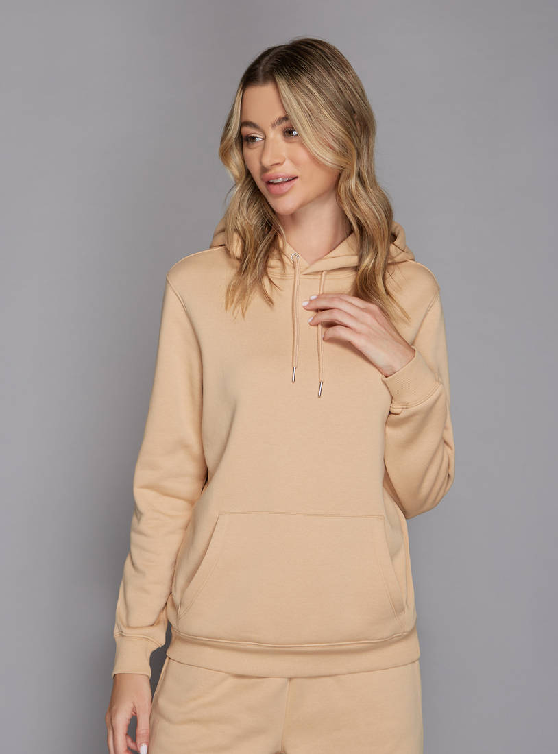 Plain Hooded Sweatshirt with Kangaroo Pockets-Hoodies & Sweatshirts-image-0