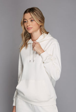 Plain Hooded Sweatshirt with Kangaroo Pockets-mxwomen-clothing-hoodiesandsweatshirts-1