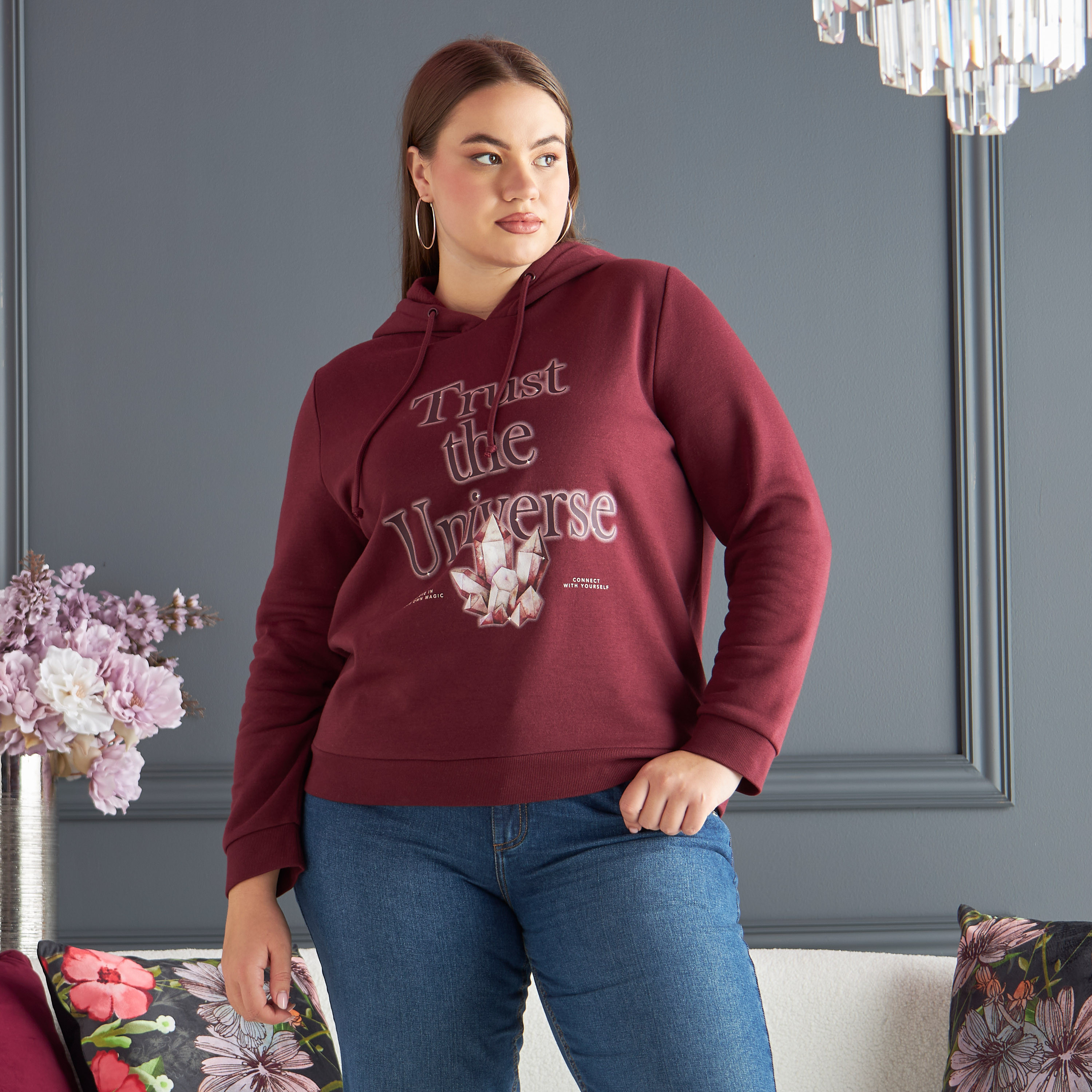 Plus size slogan on sale sweatshirt