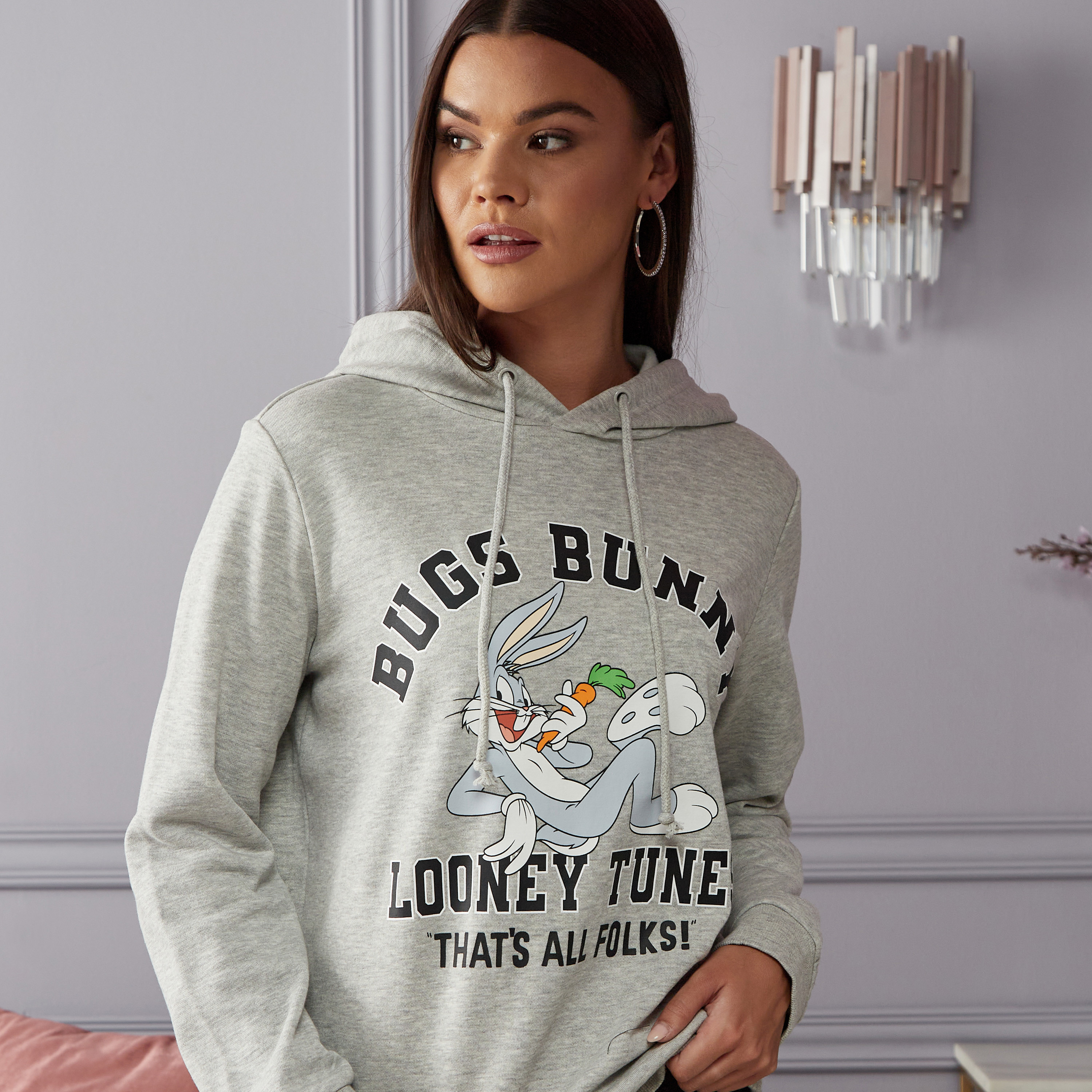 Bunny print hoodie sale