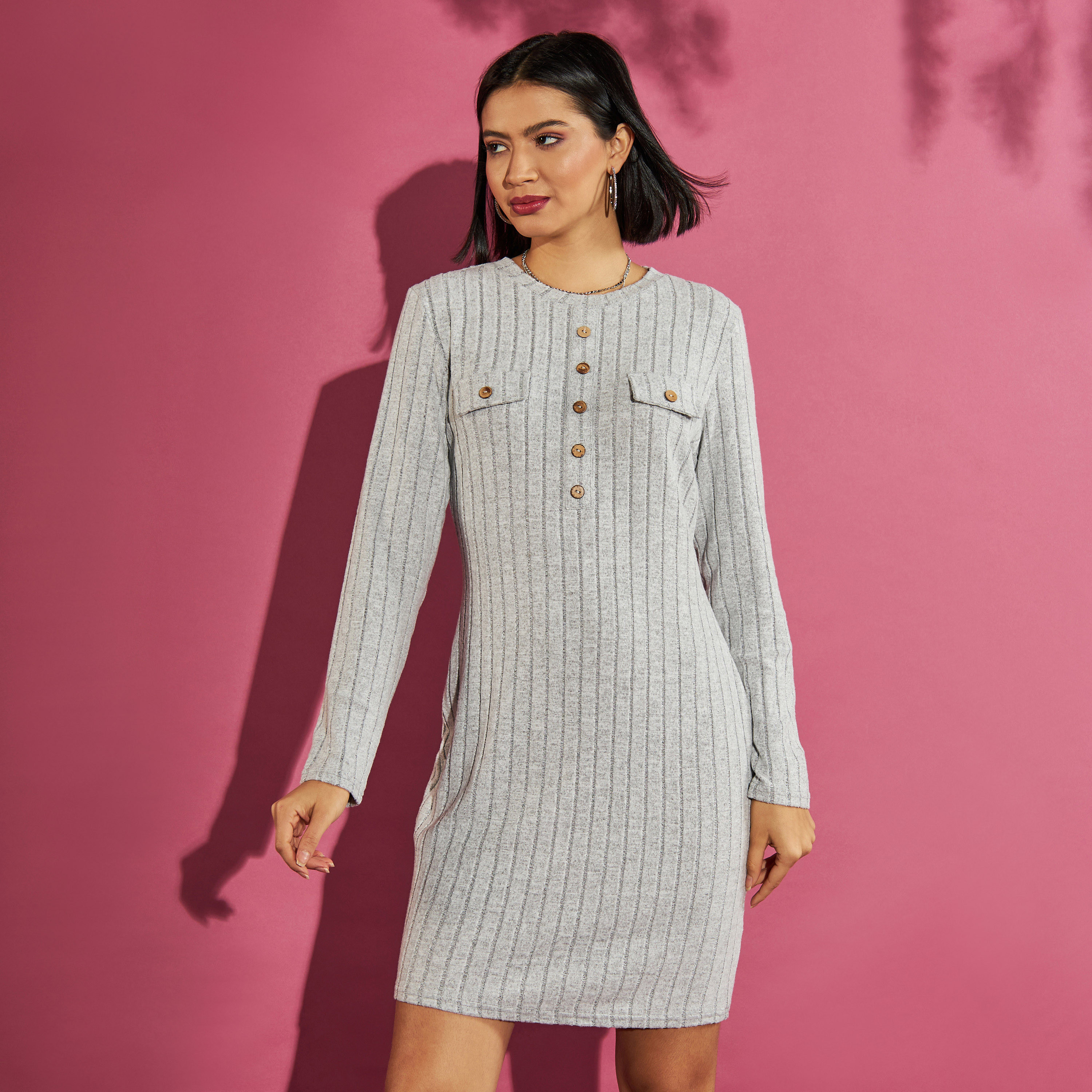 Button clearance knit dress