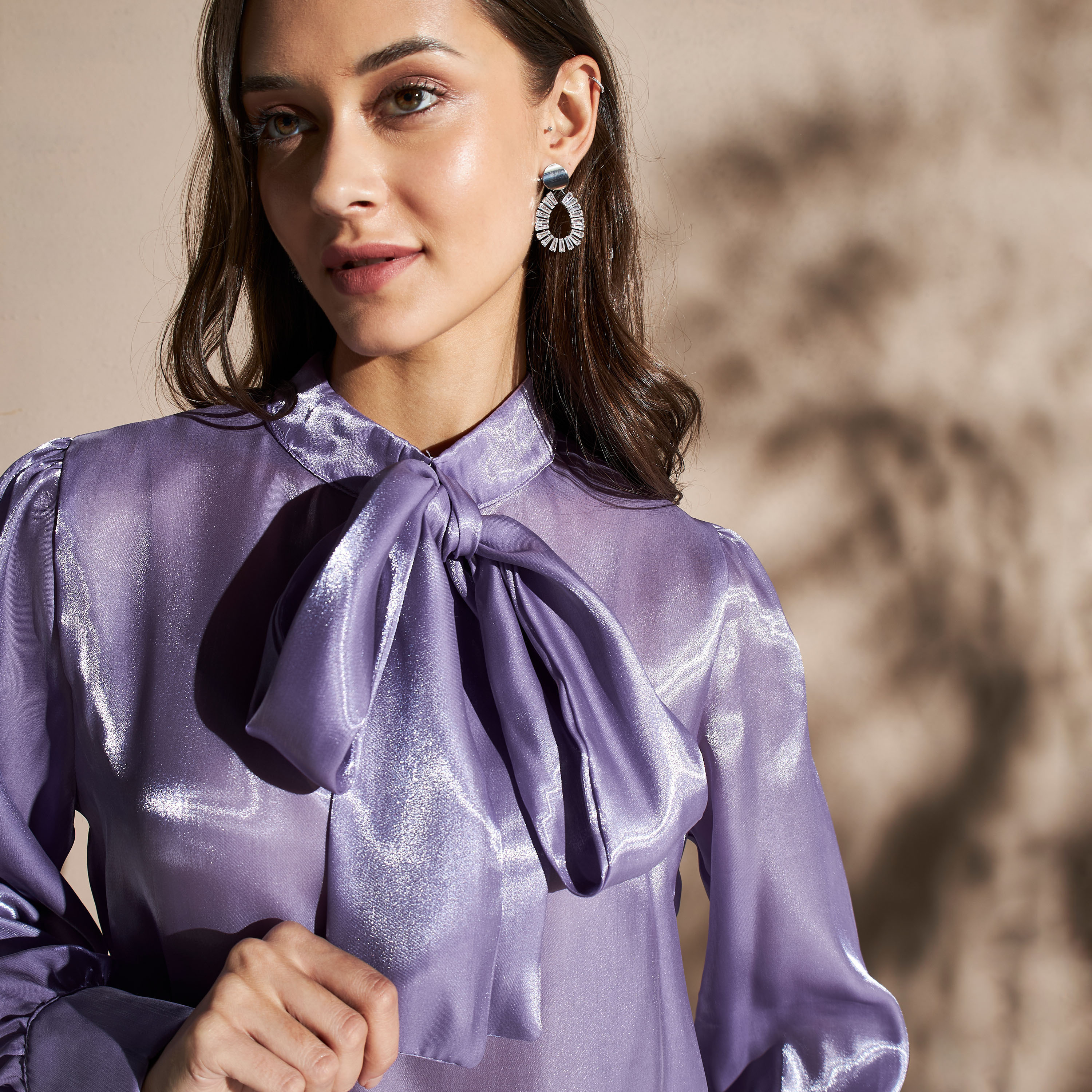 ⭐︎週末sale☆新品未使用　violet room lace blouse Shop Long Sleeve Organza Blouse with Neck Detail Online