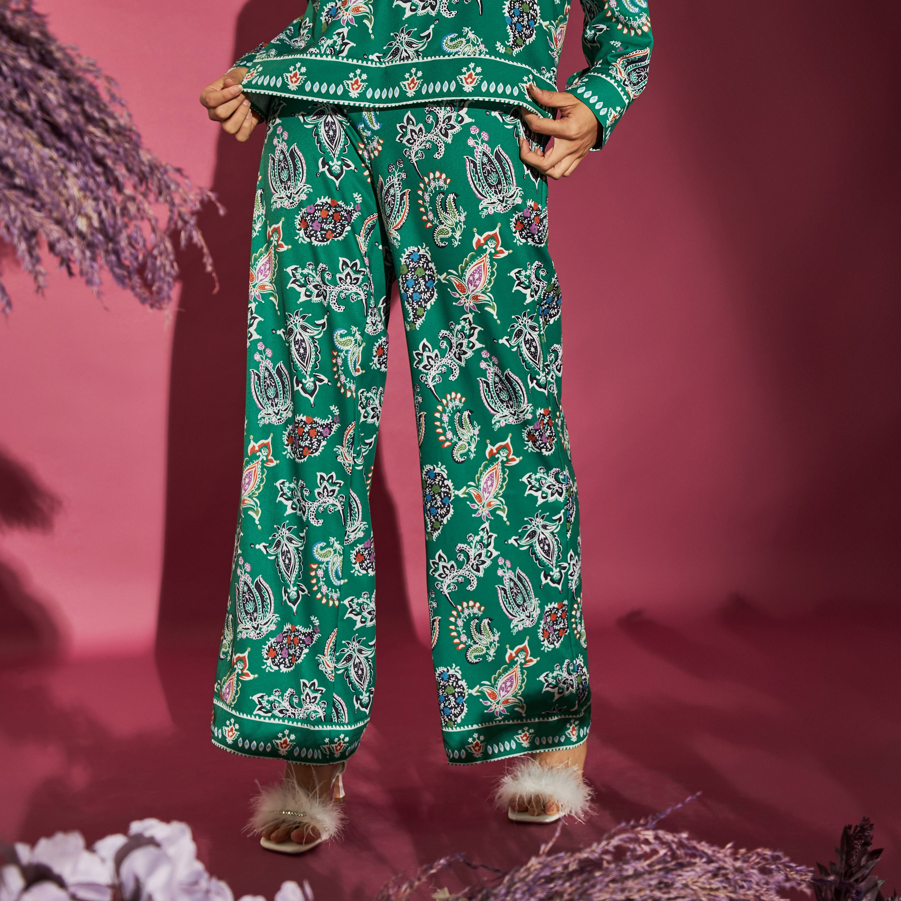 Paisley wide 2025 leg trousers