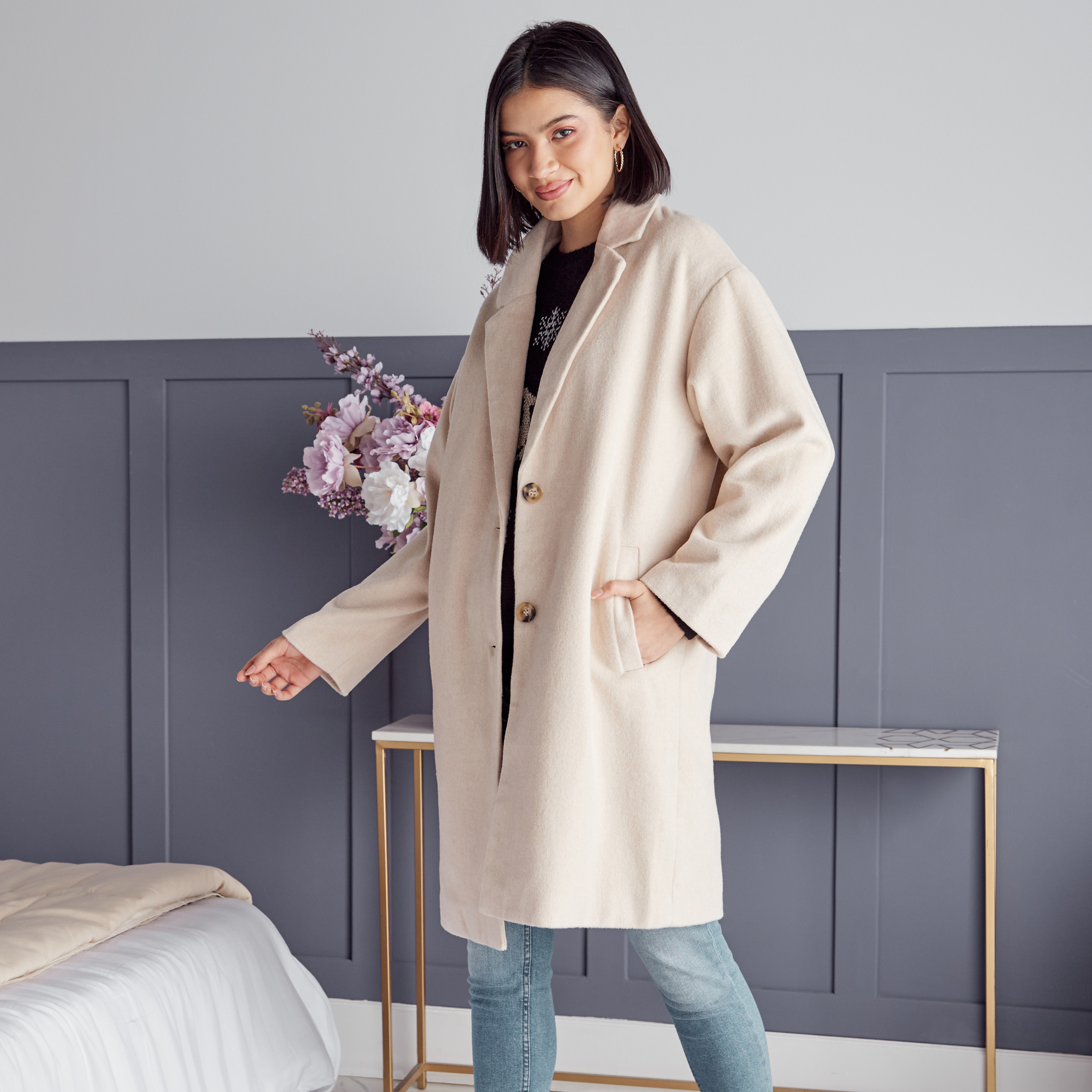 Oversized womens 2025 wool coat