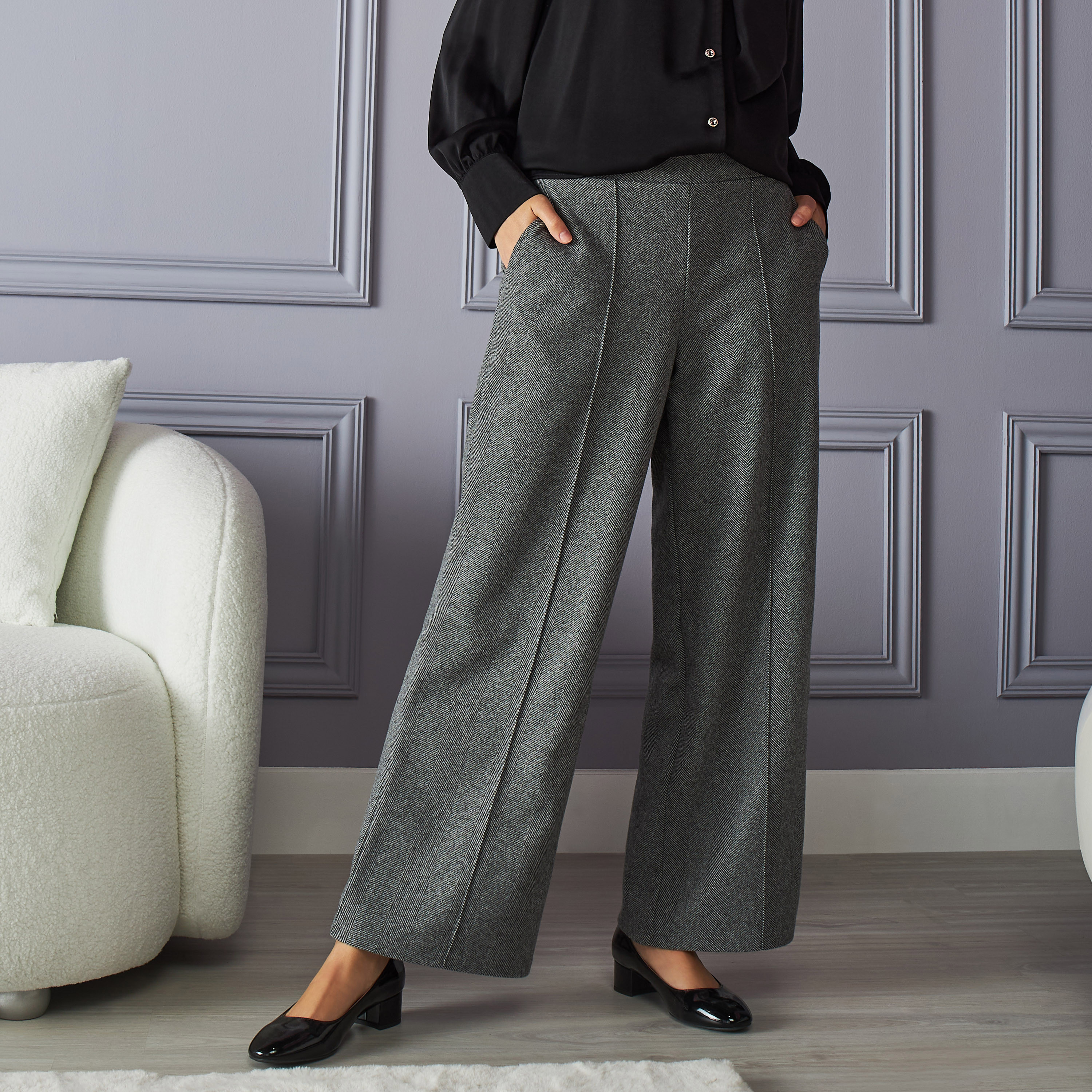 Herringbone Wide Pants