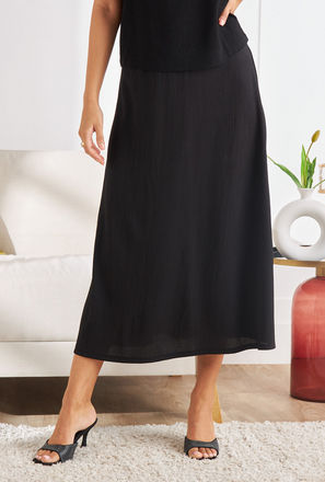 Textured Crepe Skirt-mxwomen-clothing-skirts-midi-1