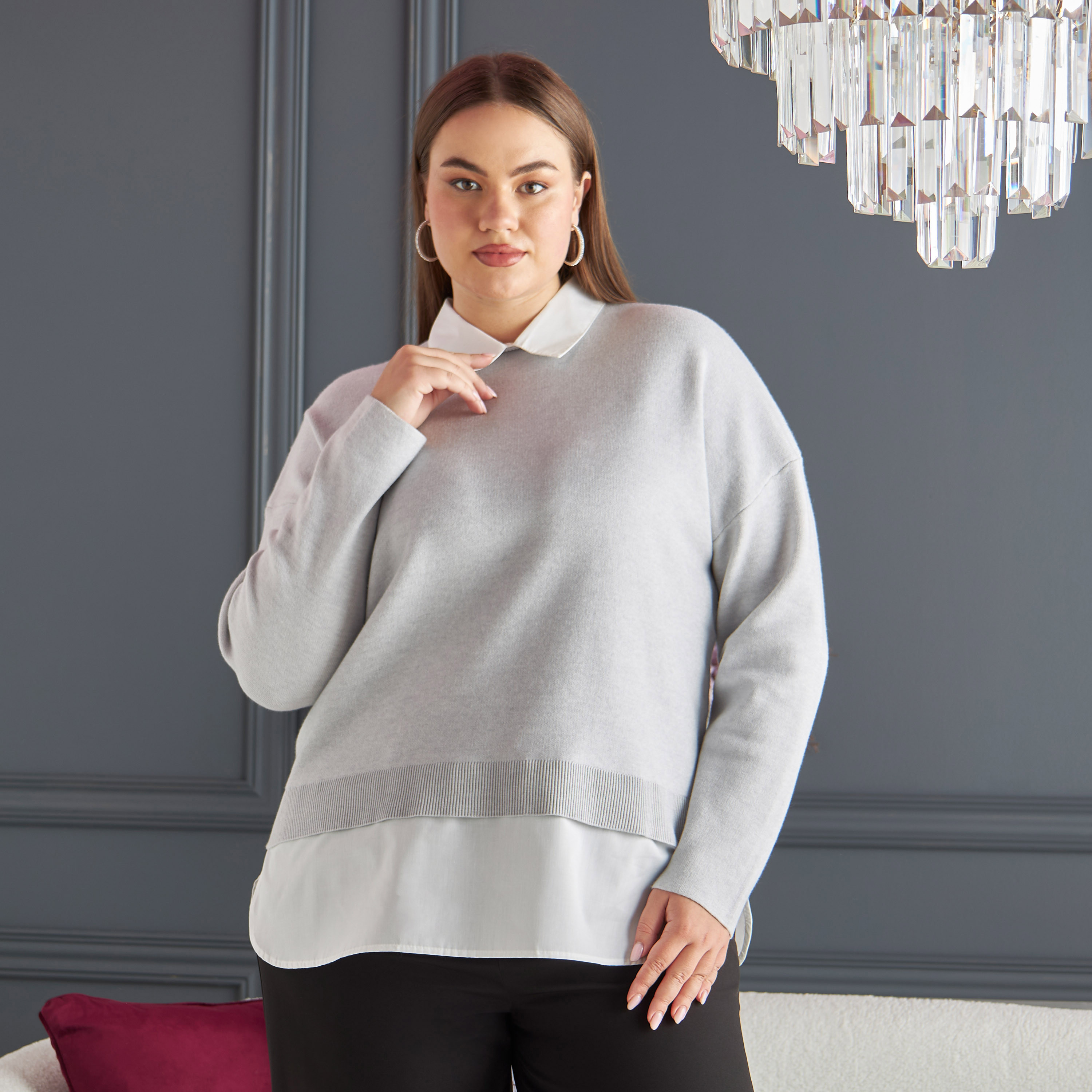 Plus size grey outlet jumper