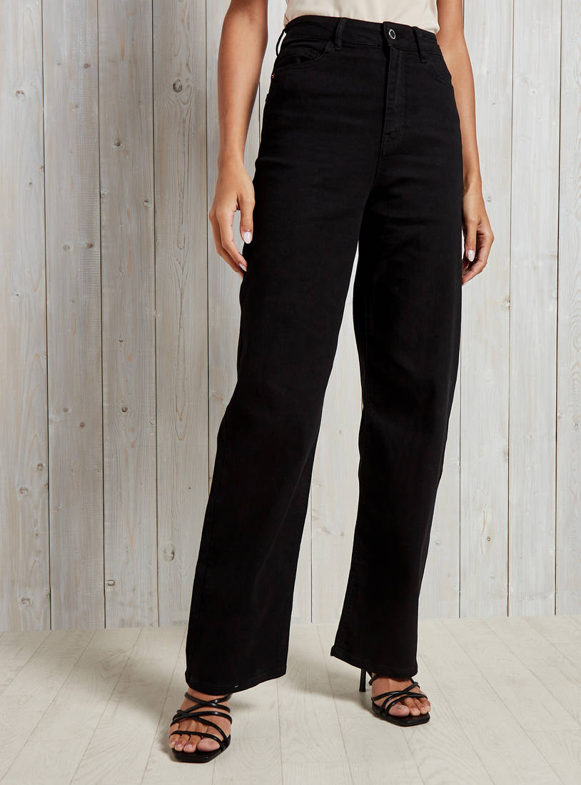 Shop Plain Wide Leg Jeans Online | Max Saudi
