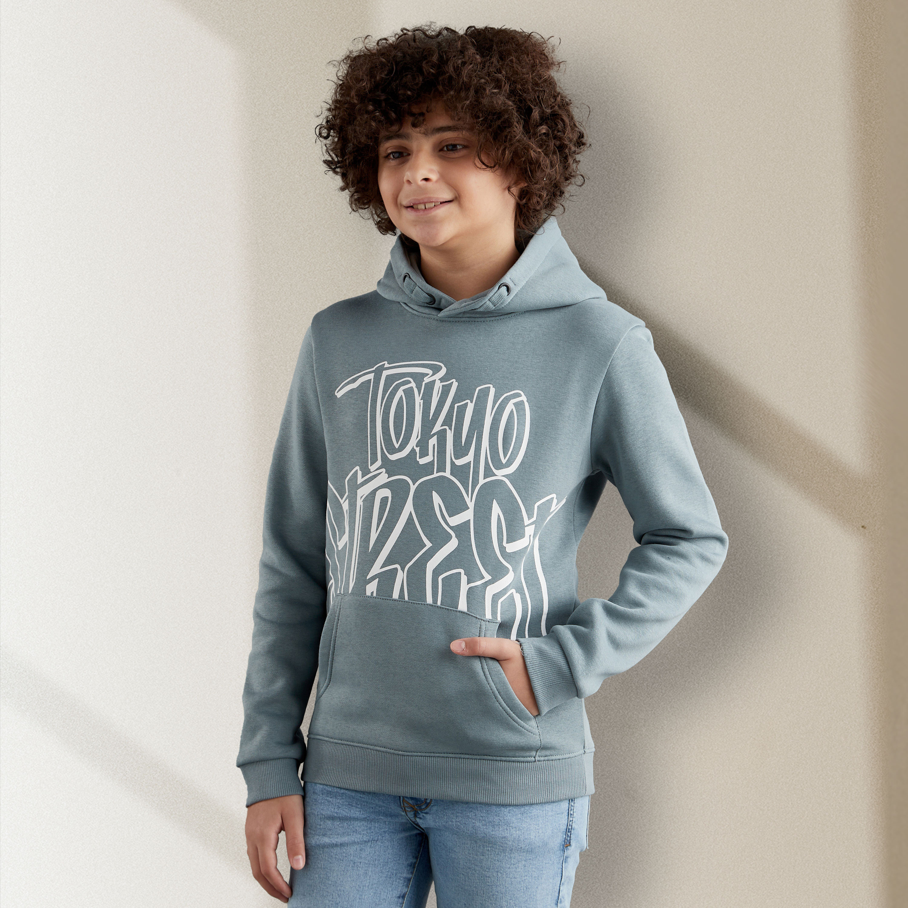 Shop Typographic Print Hooded Sweatshirt Online | Max Oman