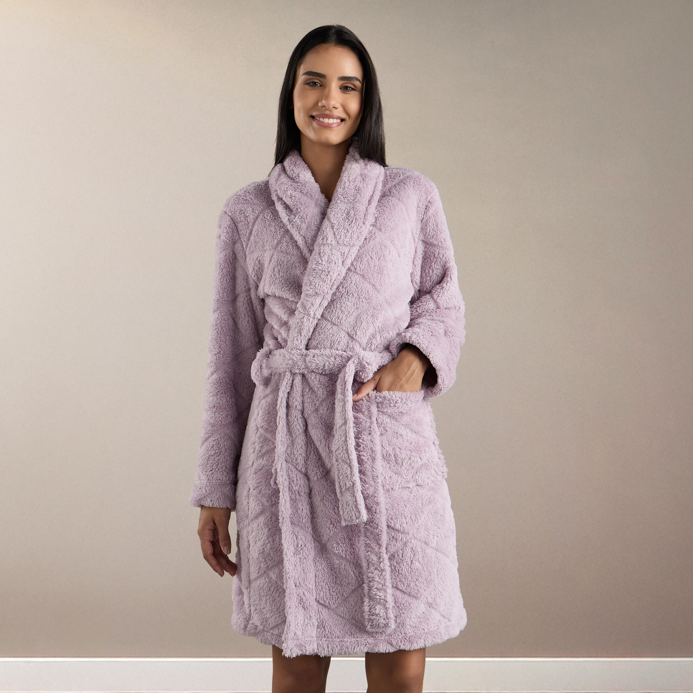 Shop Textured Jacquard Night Robe Online | Max UAE