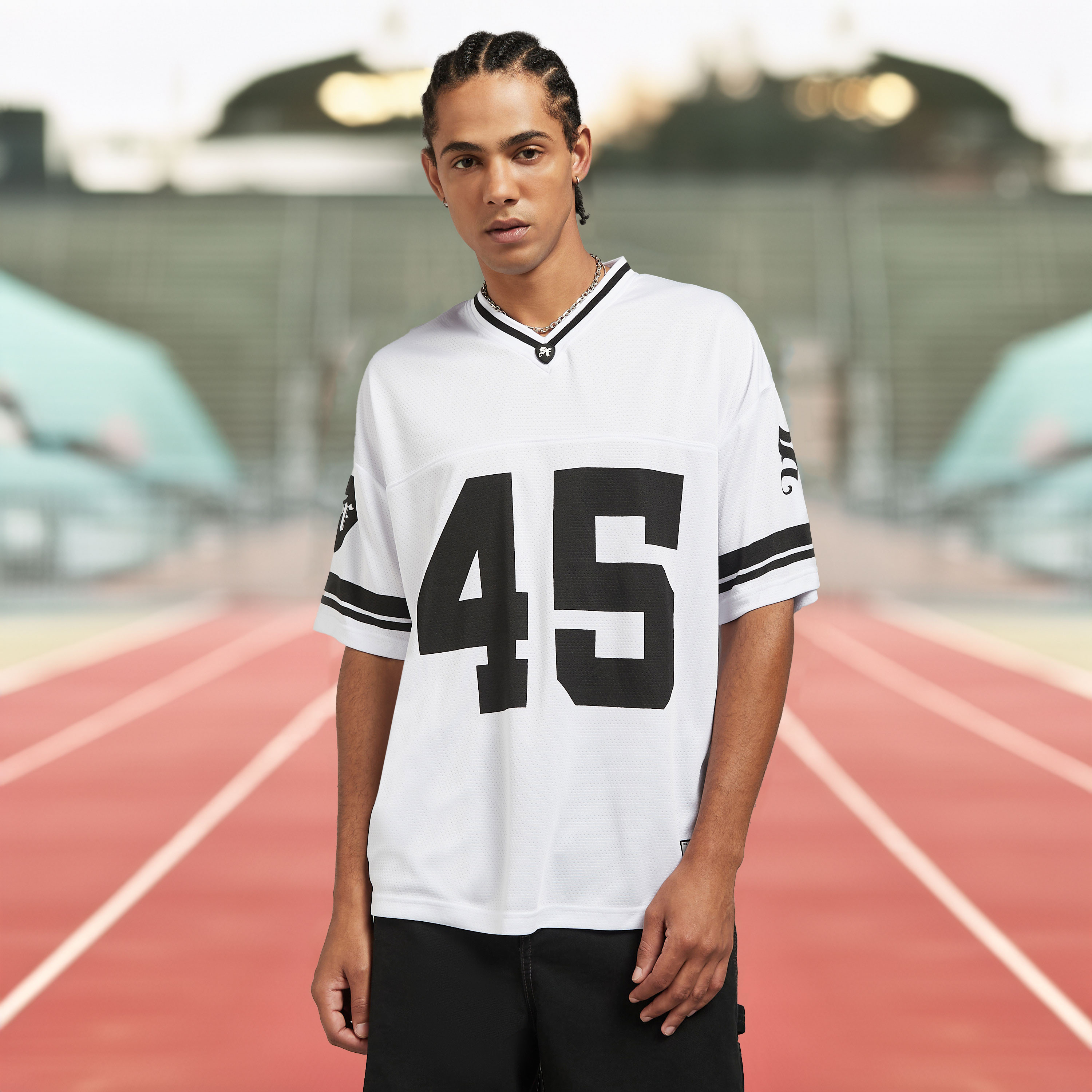 Shop Varsity Print Oversized Fit Baseball T-shirt with V