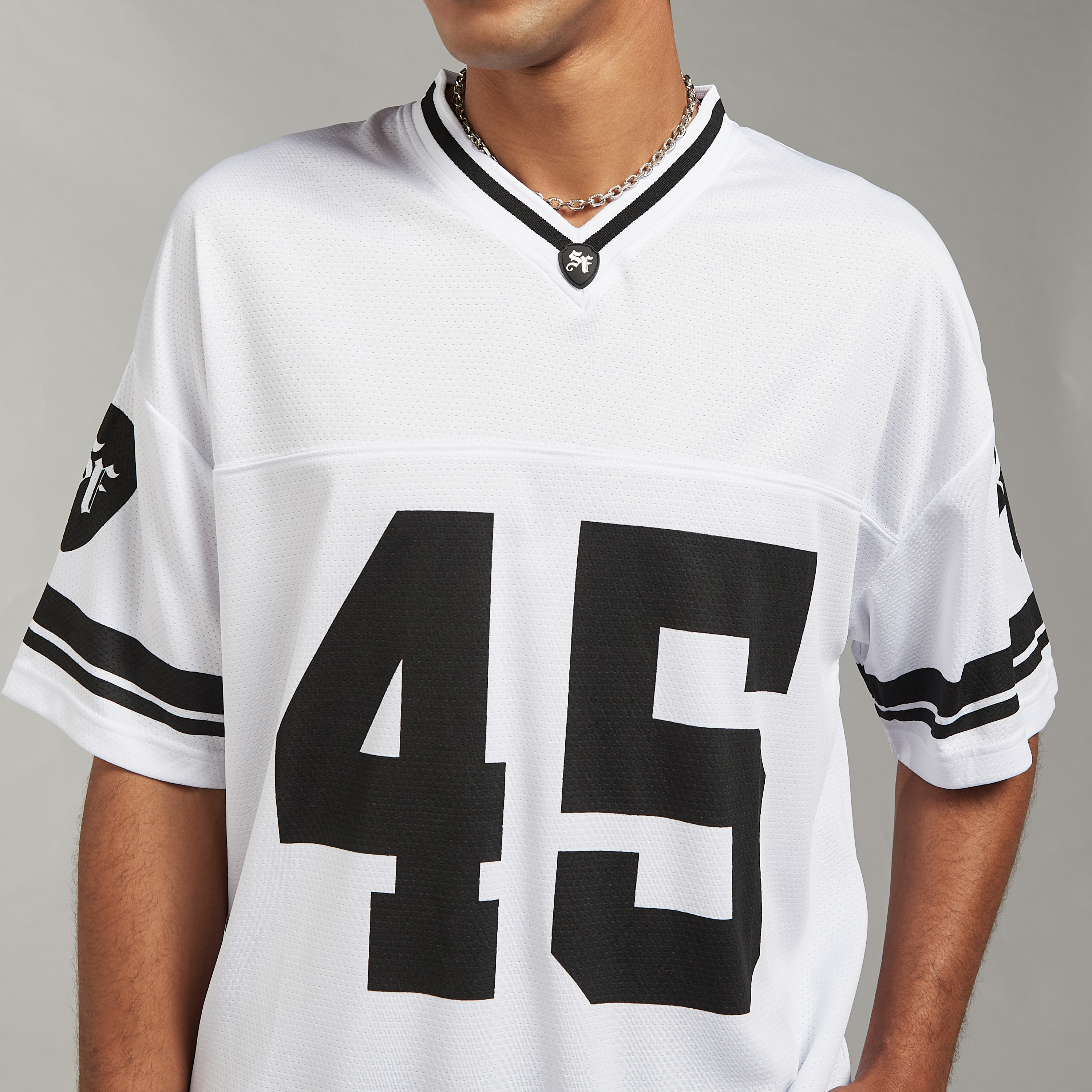 Shop Varsity Print Oversized Fit Baseball T-shirt with V