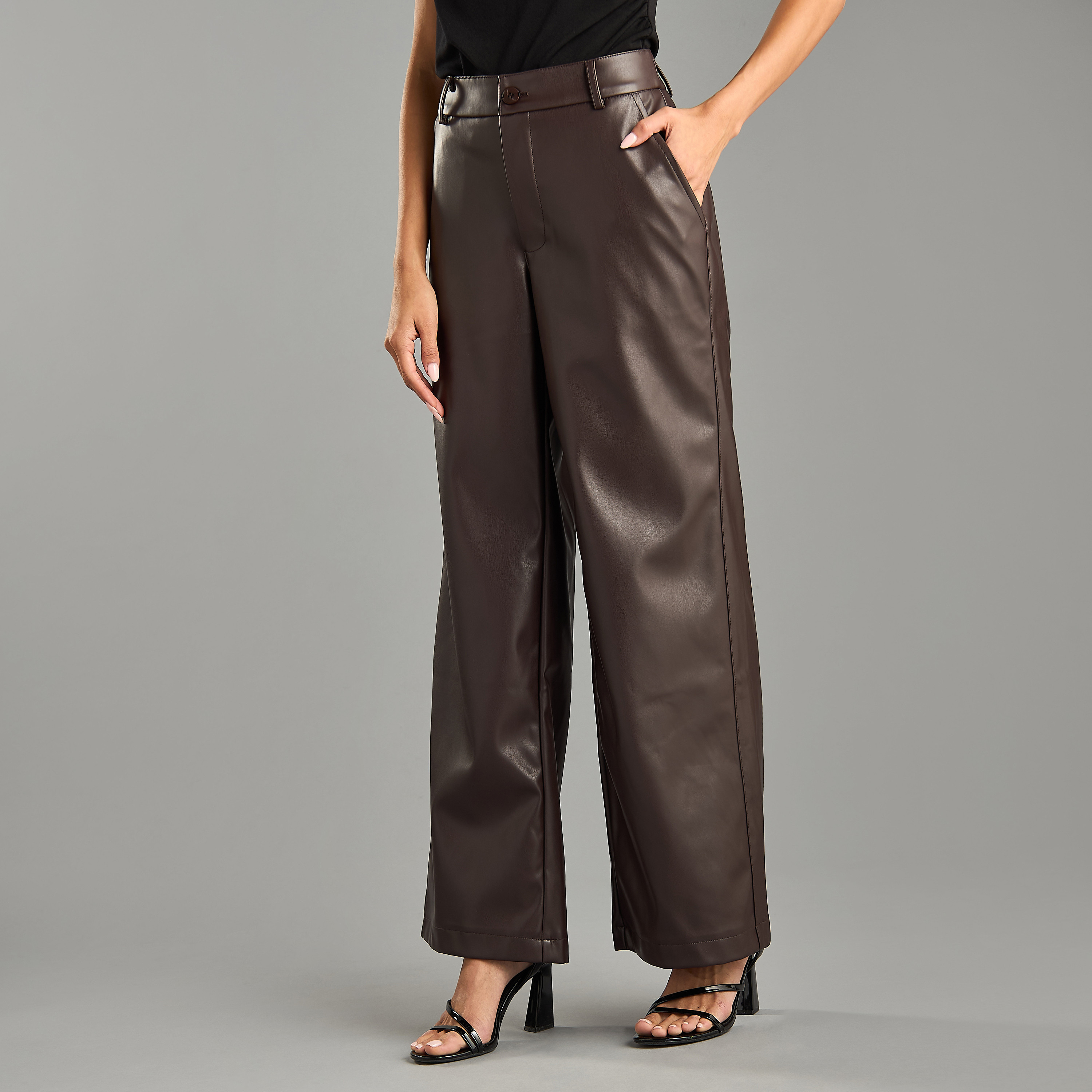 Shop Plain Wide Leg Trousers Online Max Bahrain