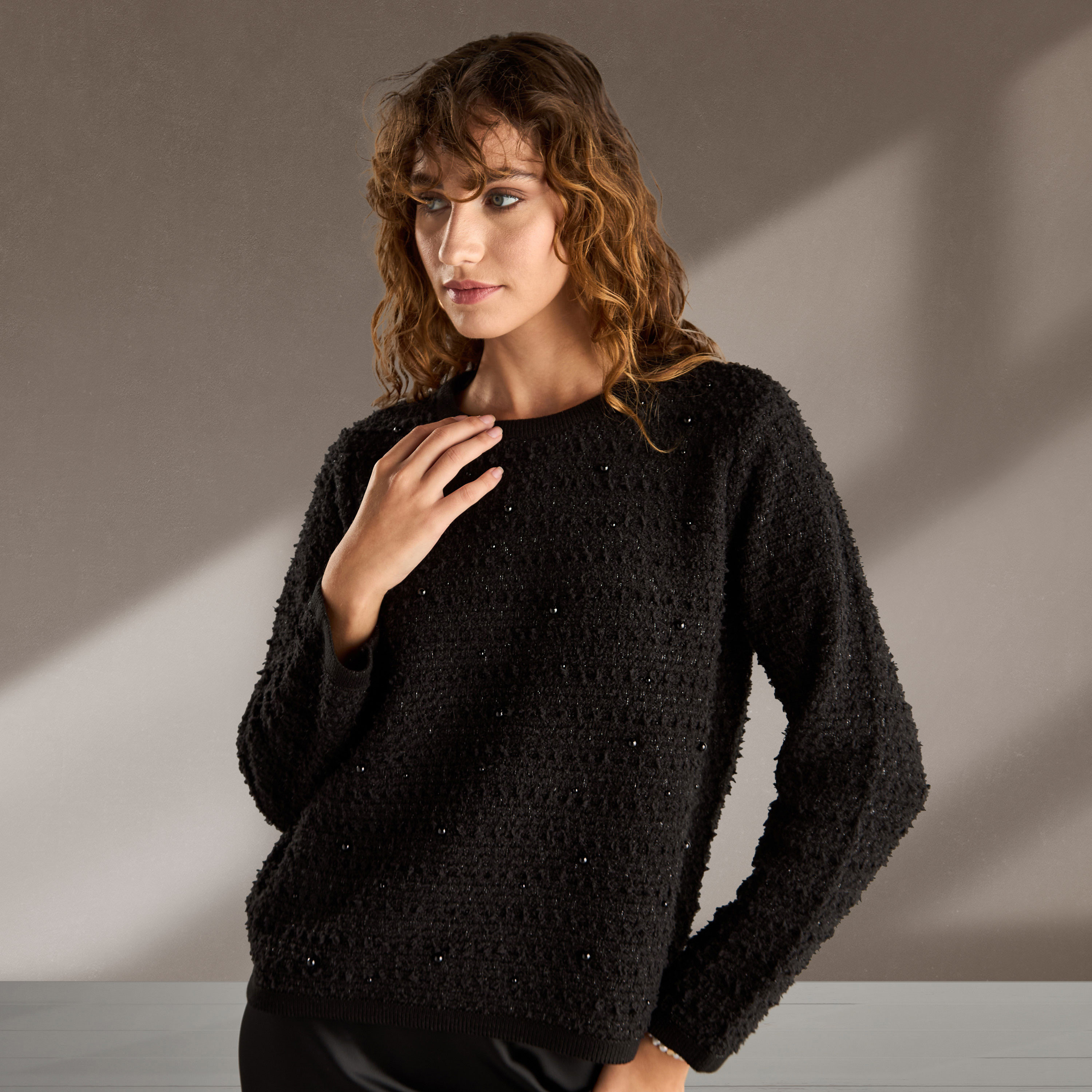 Shop Pearl Embellished Lurex Top Online | Max Egypt
