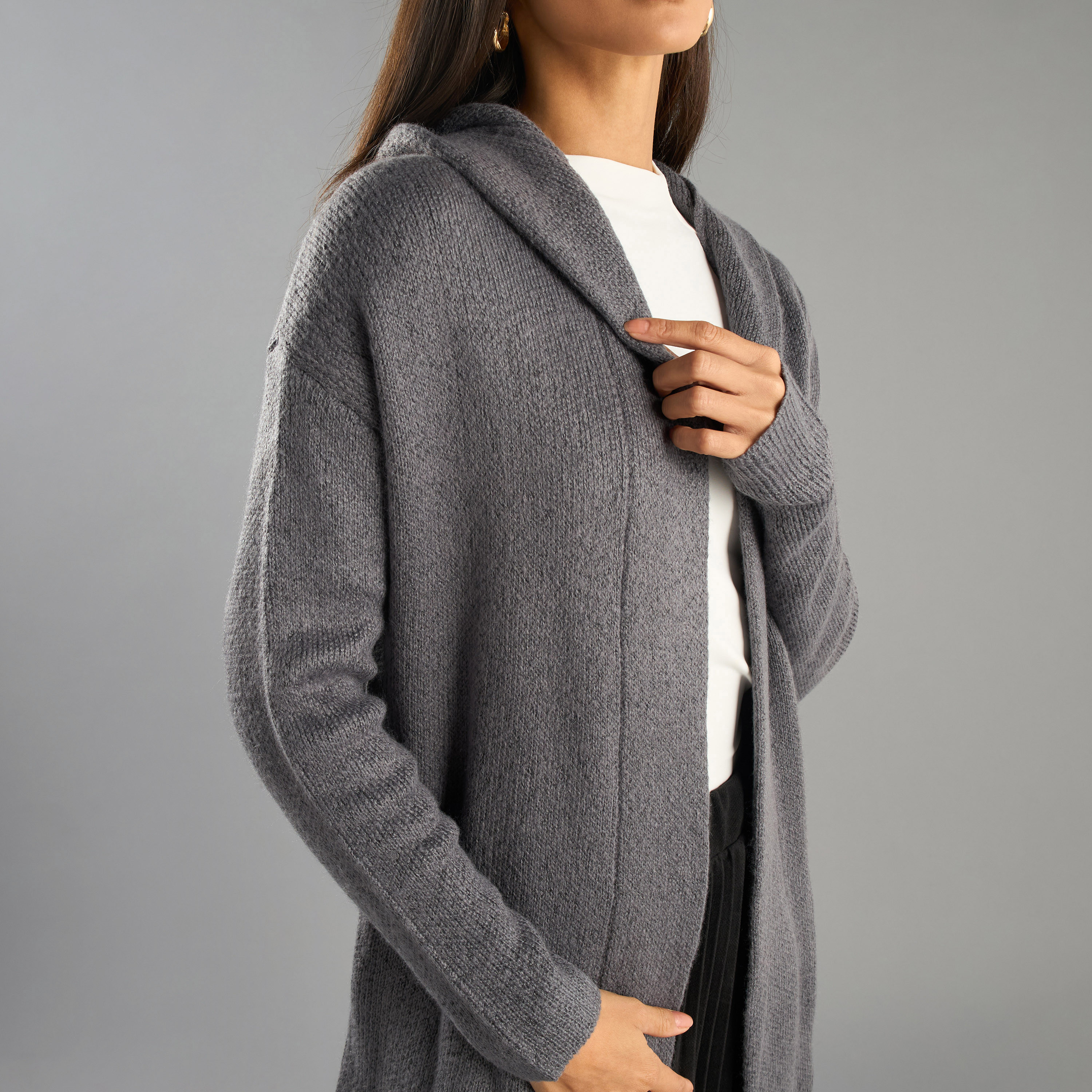 Longline cardigan with hood best sale