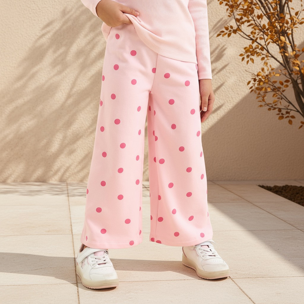 Polka Dot Print Wide Pants