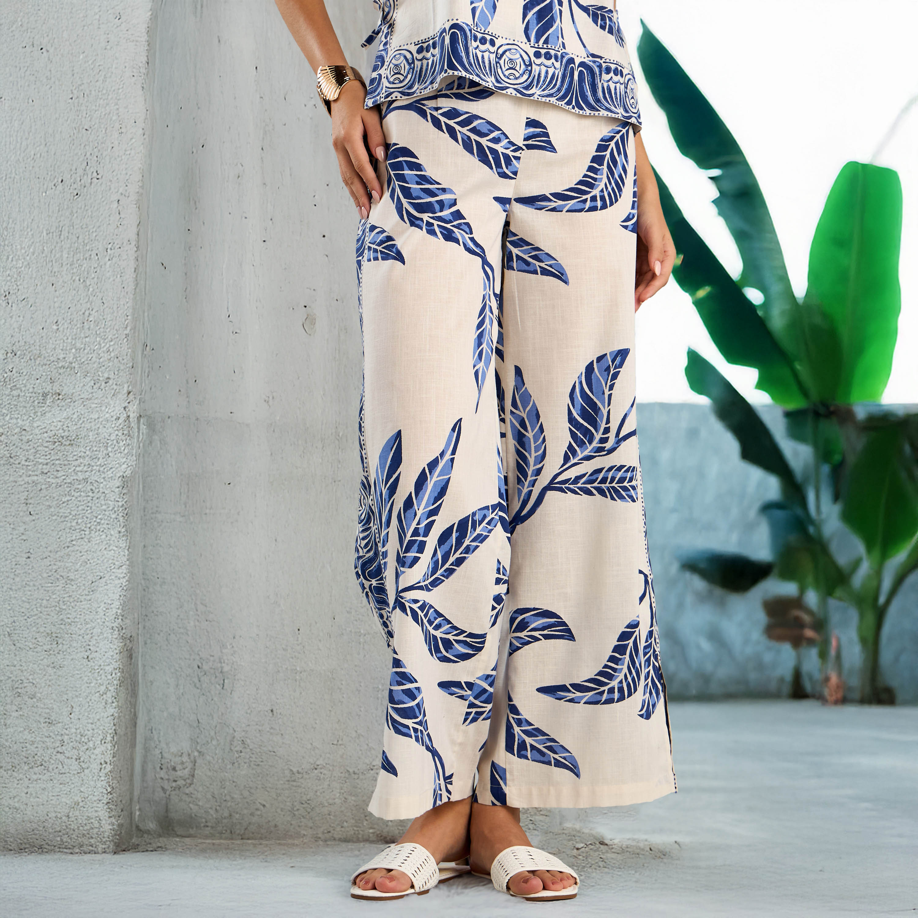 Shop Printed Wide Leg Pants Online Max Oman
