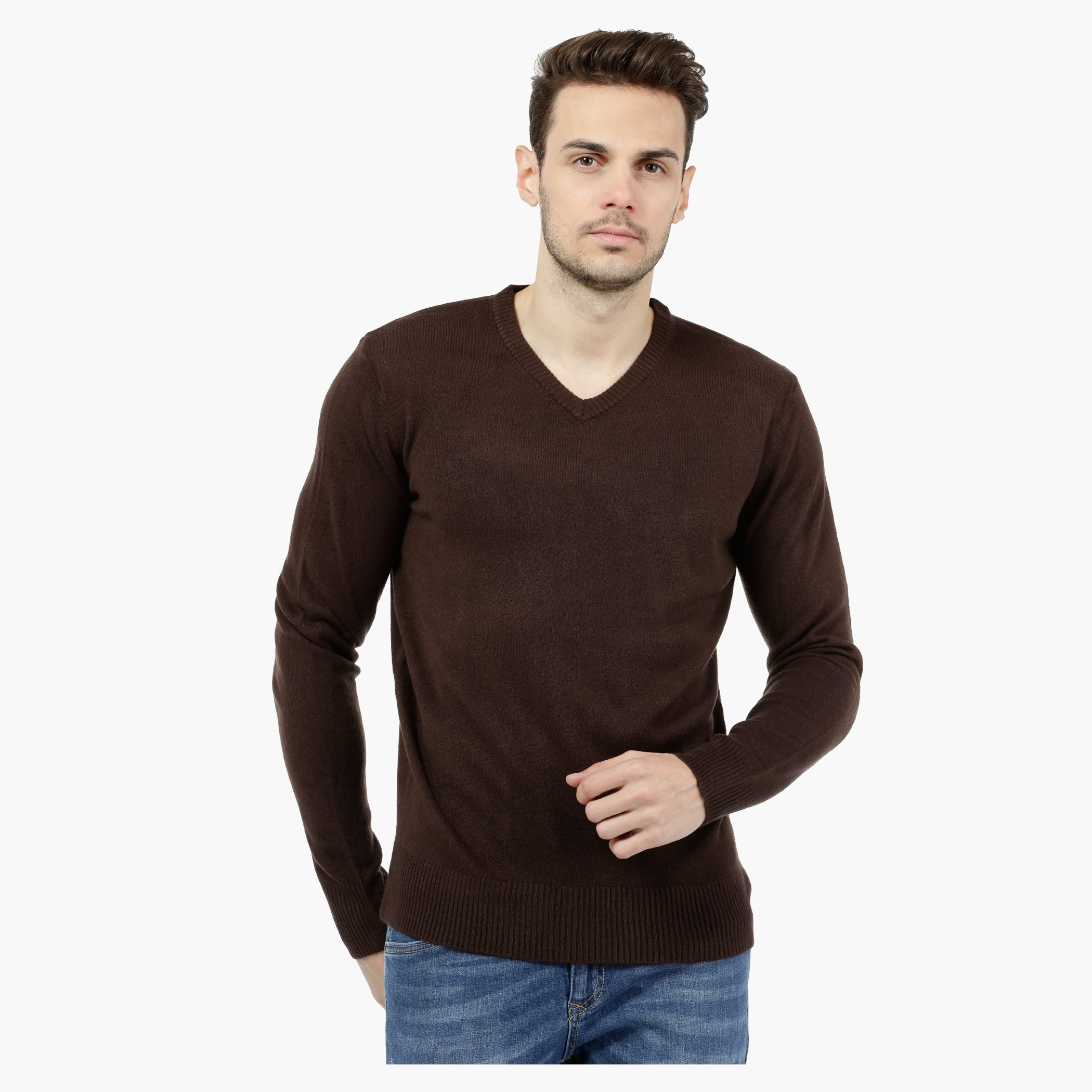 Shop Full sleeved Cashmilon V neck Sweater Online Max Qatar