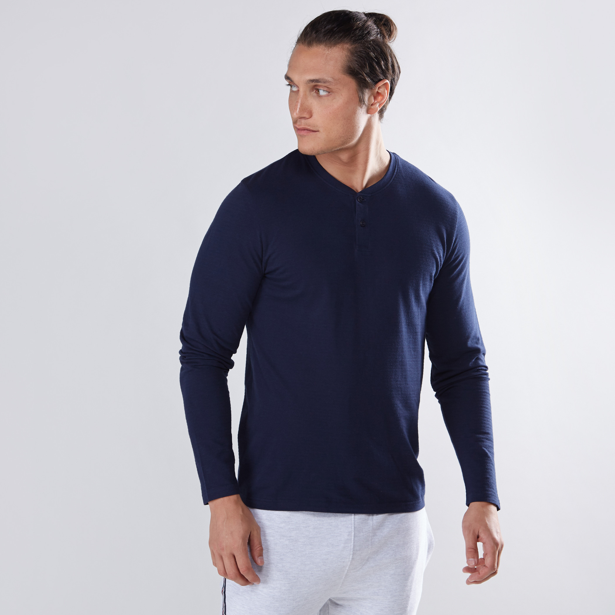 Henley neck t deals shirt