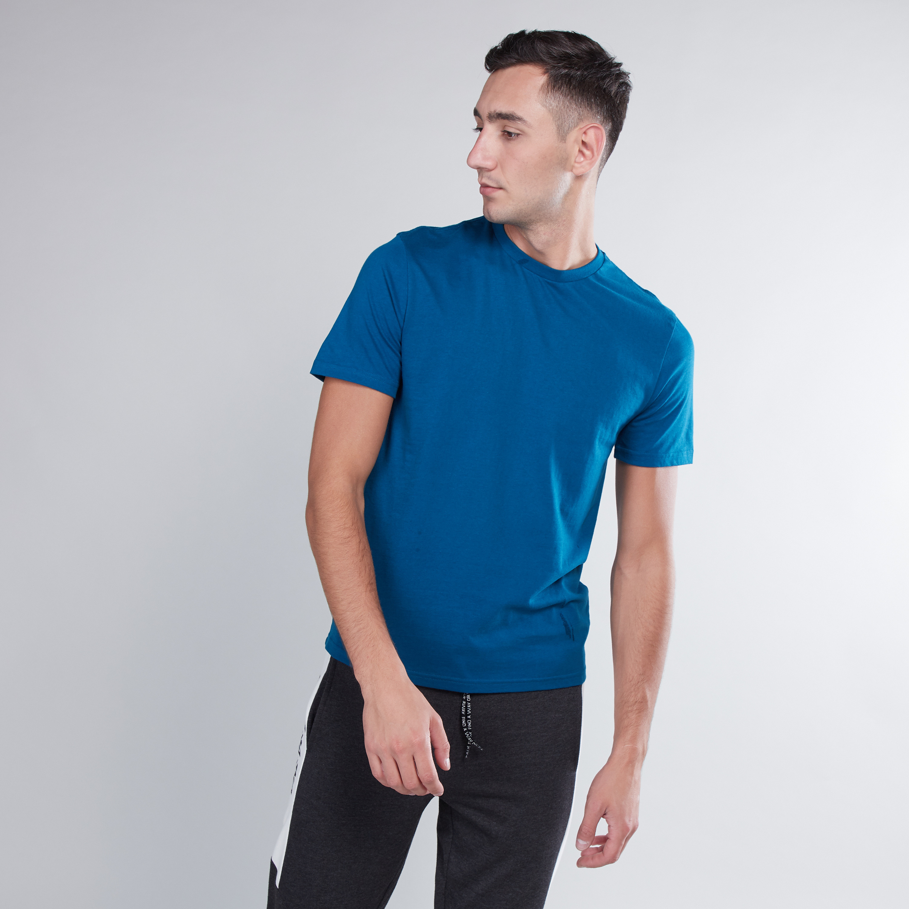 Shop Plain T shirt with Round Neck and Short Sleeves Online Max UAE