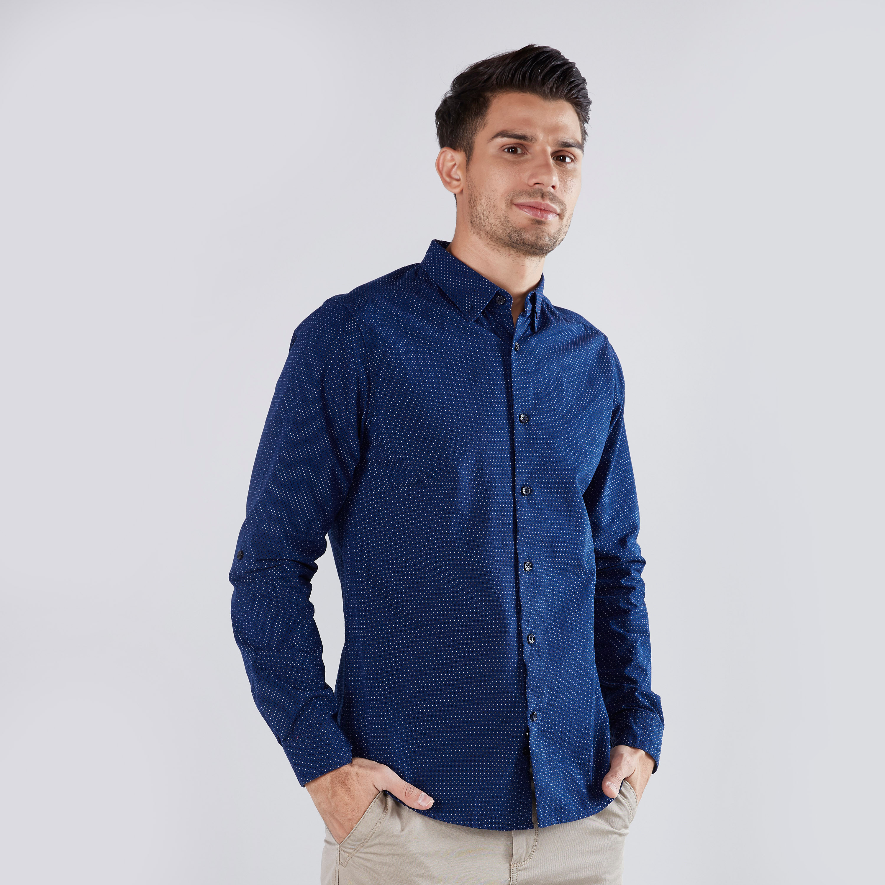 Mens slim store fit blue shirt