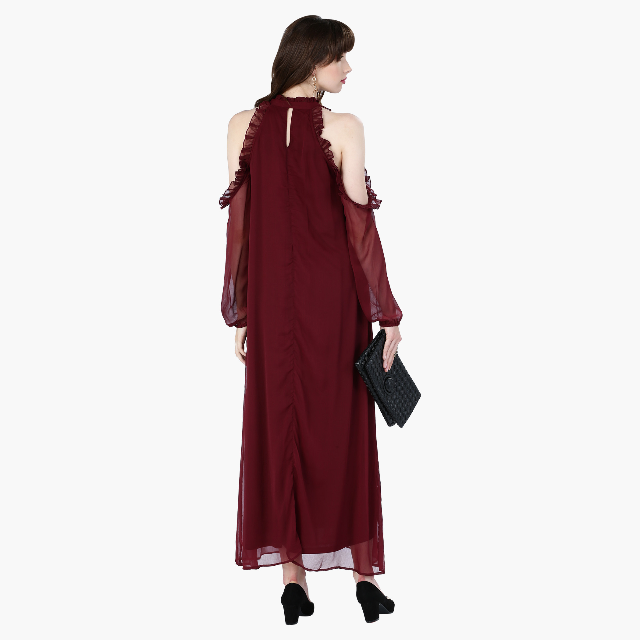 Shop Maxi Dress with Cold Shoulders Online Max Bahrain