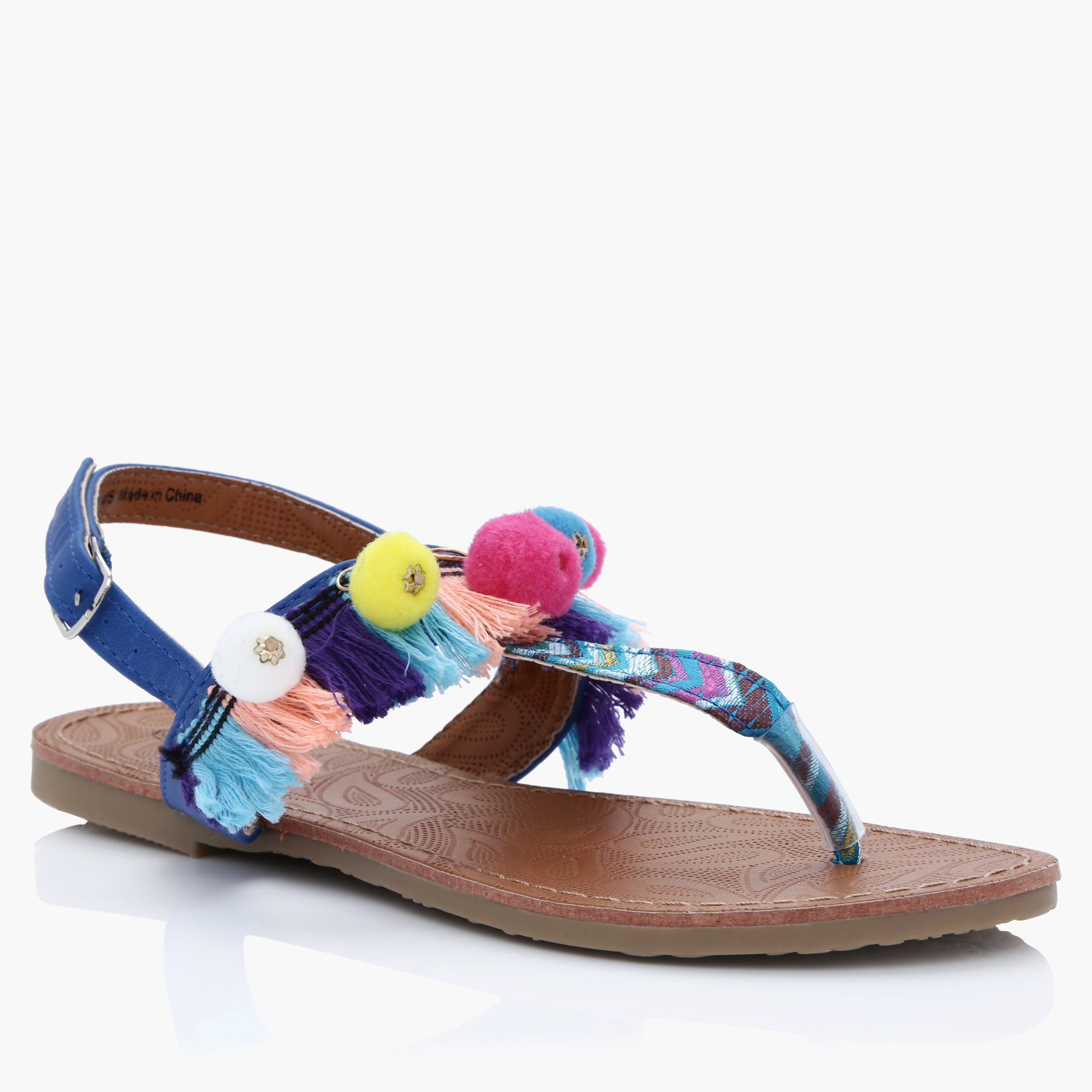 Sandals with tassels hot sale and pom poms