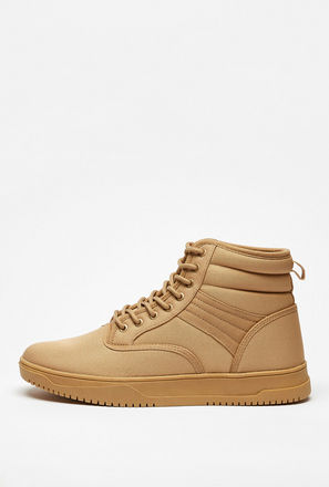 Textured High Top Boots with Lace-Up Closure