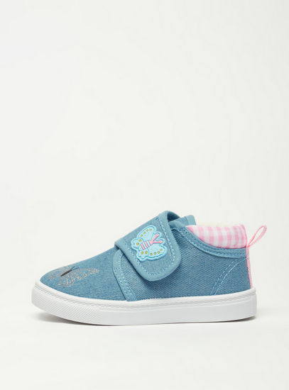 Butterly Applique Sneakers with Hook and Loop Closure