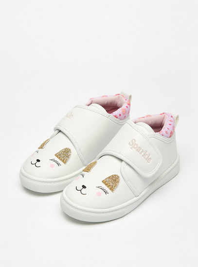 Bunny Embroidered Booties with Hook and Loop Closure