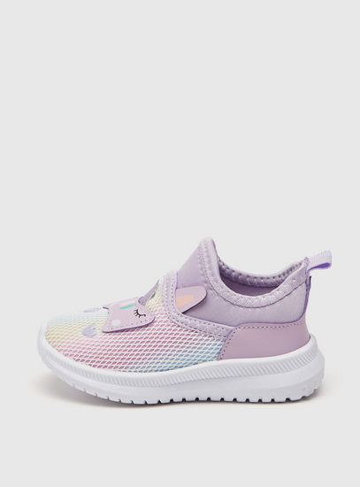 Shop Textured Slip-On Sneakers with Unicorn Applique and Pull-Up