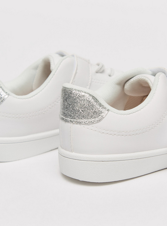 Solid Sneakers with Hook and Loop Closure