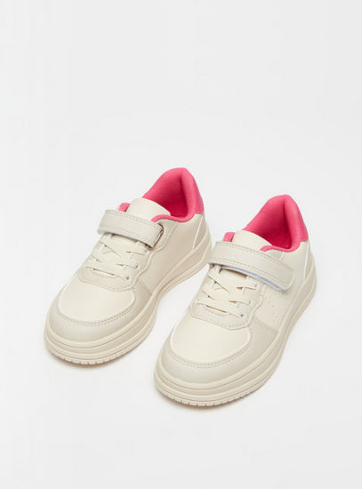 Textured Sneakers with Hook and Loop Closure-Casual Shoes-image-1