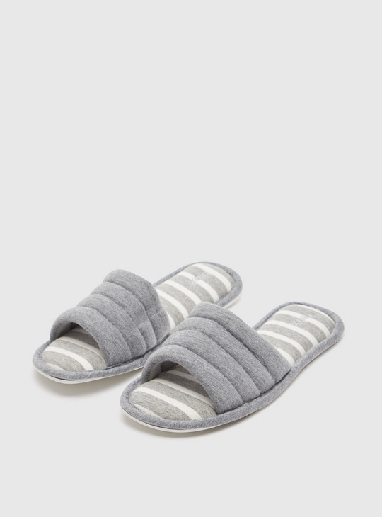 Striped Slides with Textured Band