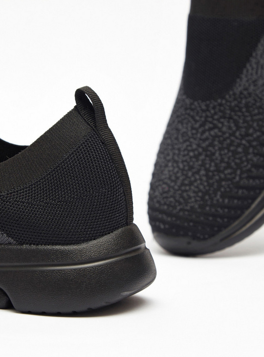 Textured Slip-On Walking Shoes with Pull Tab