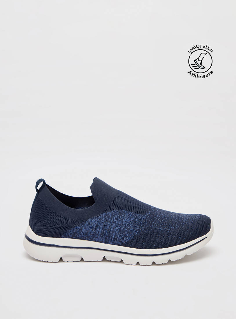 Textured Slip-On Sports Shoes with Pull Tabs-Sports Shoes-image-0
