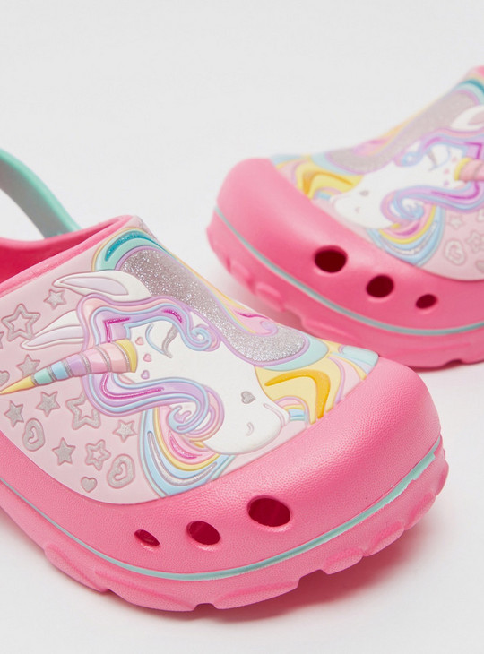 Unicorn Embossed Detail Clogs with Slingback