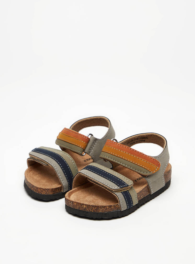 Panelled Sandals with Hook and Loop Closure-Sandals-image-1