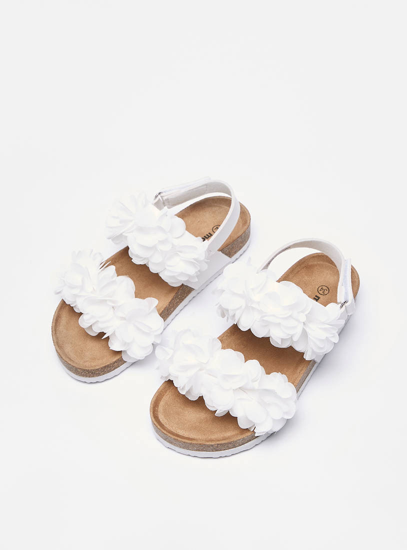 Flower Accent Sandals with Hook and Loop Closure-Sandals-image-1