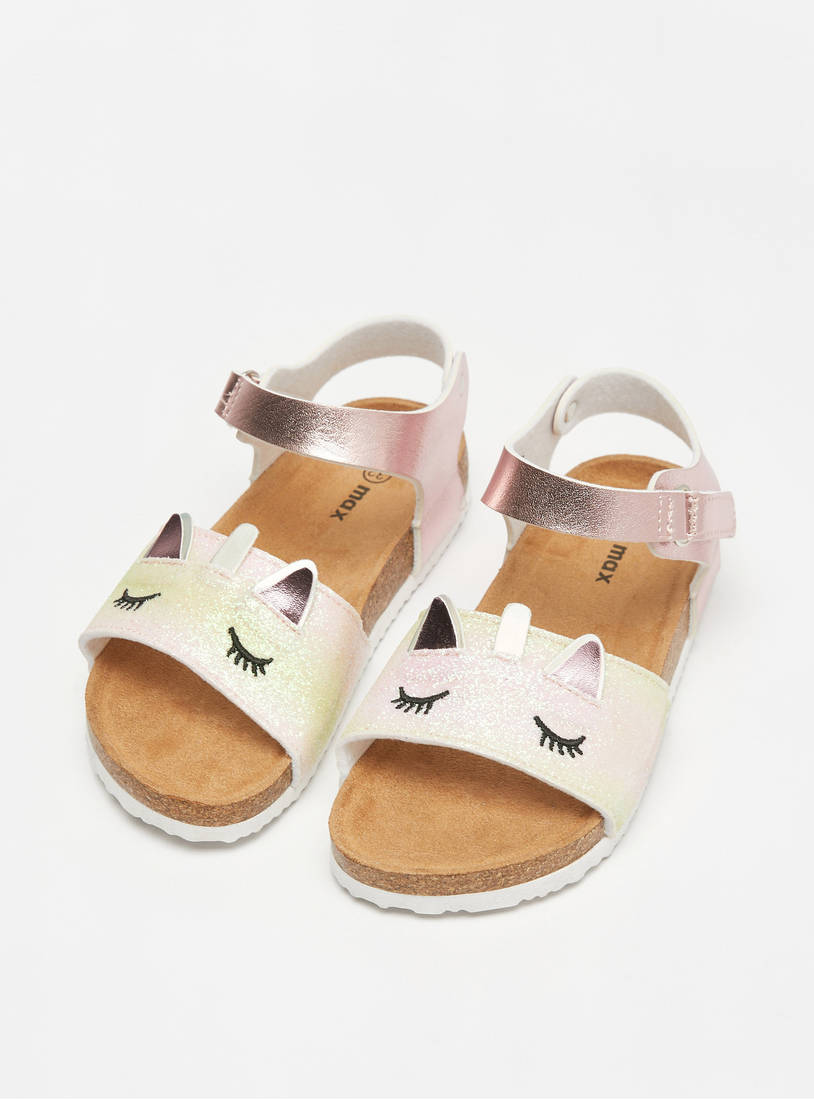 Unicorn Applique Sandals with Hook and Loop Closure-Sandals-image-1