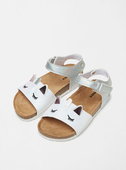 Unicorn Applique Detail Sandals with Hook and Loop Closure-Sandals-image-1